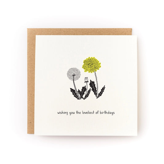 wishing the loveliest birthday dandelion card