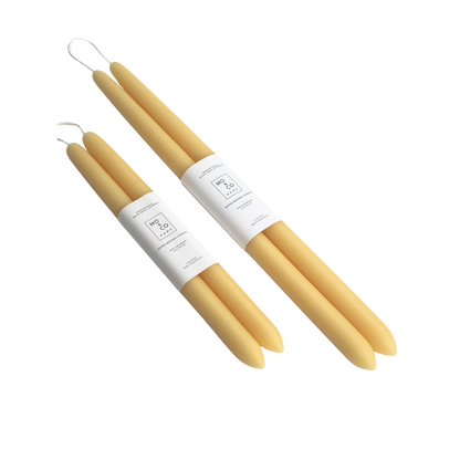 14" beeswax taper candlesticks